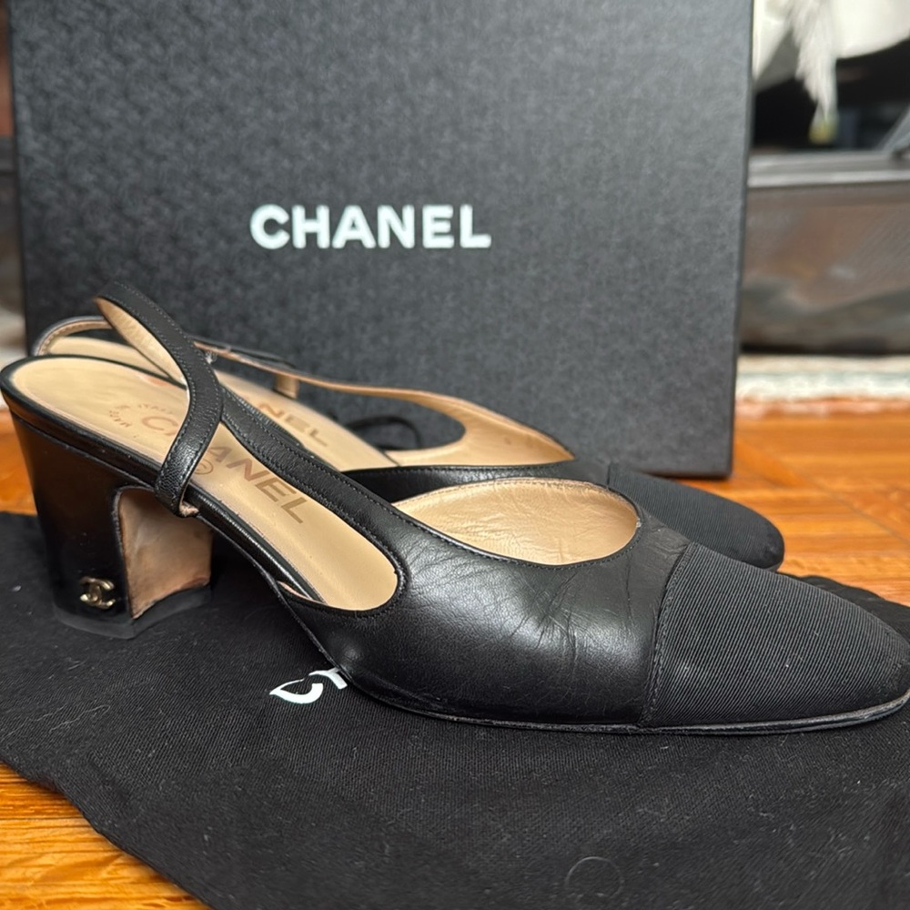 CHANEL SLING-BACK SHOES - Sz 36.5